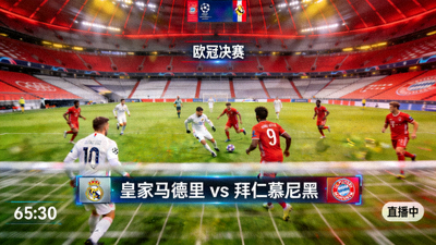 欧冠决赛皇家马德里对阵拜仁慕尼黑的直播画面